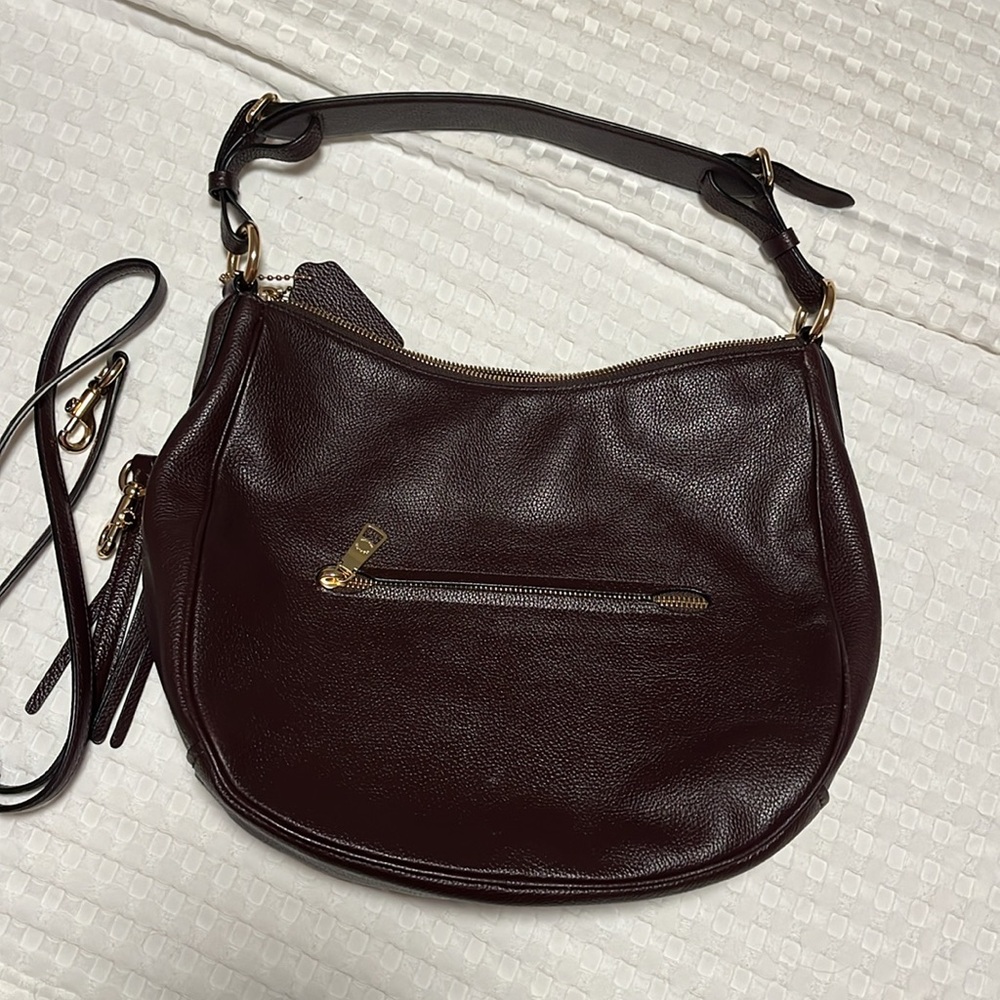 Coach Burgundy Leather Hobo Bag with Gold Hardware - Picture 4 of 7